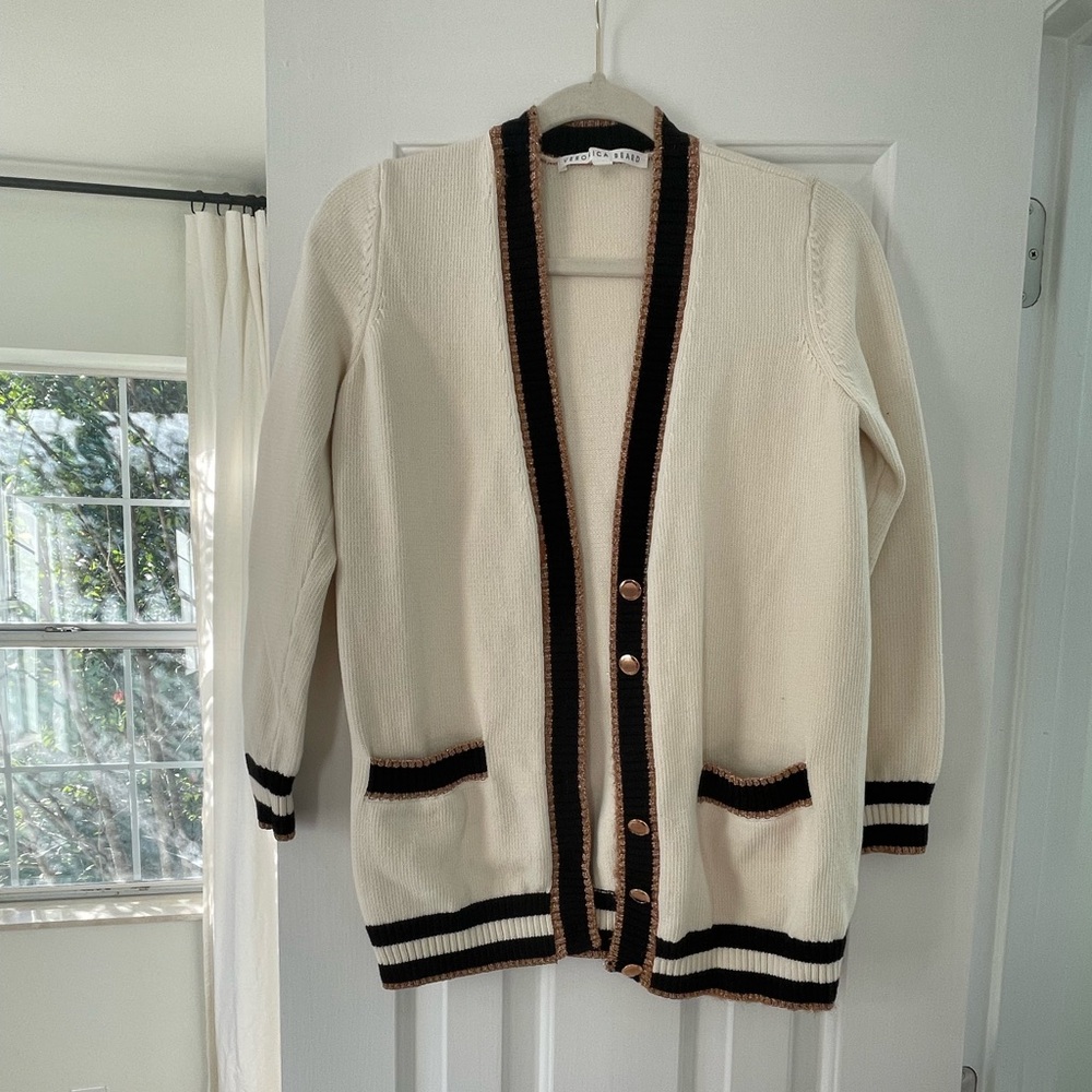 Veronica Beard Cream and Black Cardigan